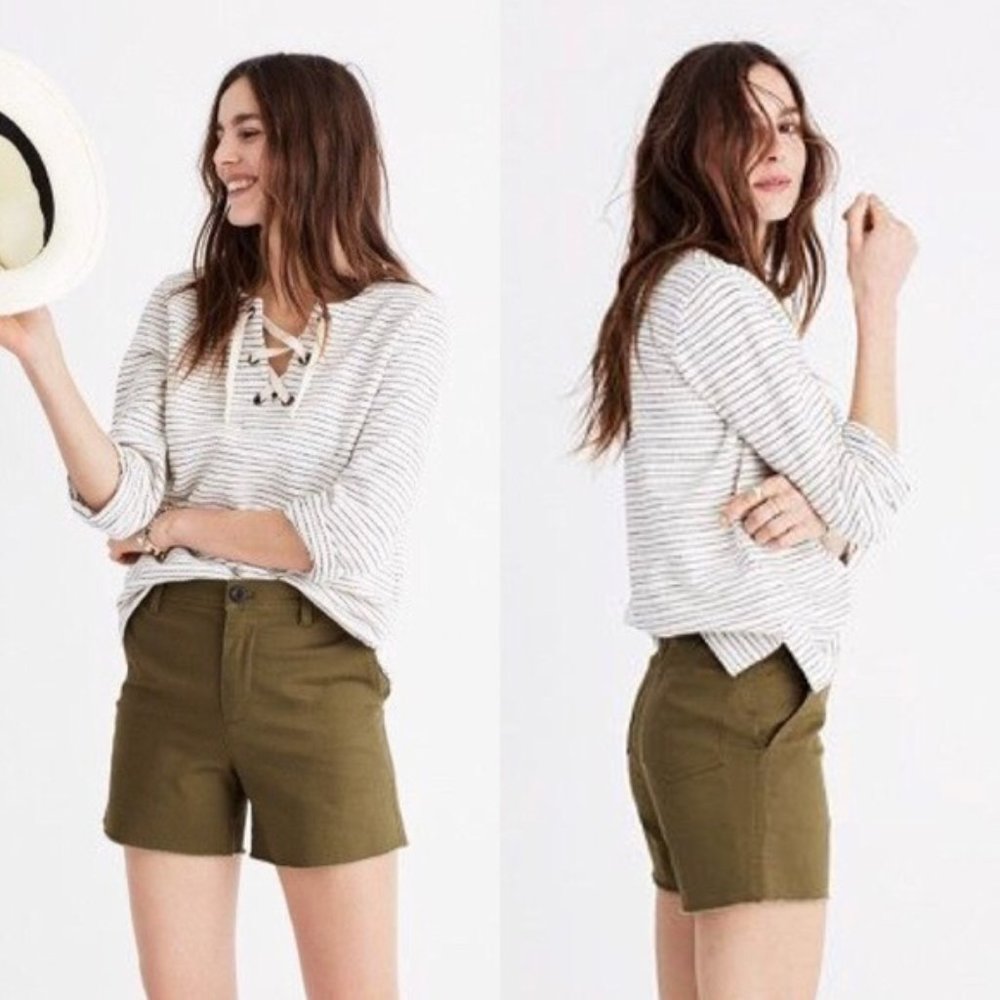 Madewell High-Rise Twill Shorts Green 26 NWOT